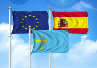Bandera de Pack Asturias  (Unión Europea, España y Asturias)