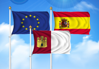 Bandera de Pack Castilla La Mancha  (Unión Europea, España y Castilla La Mancha)