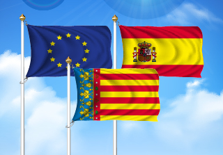 Bandera de Pack Comunidad Valenciana (Unión Europea, España y Valencia)